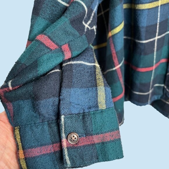 BDG Urban Outfitters Blue Plaid Flannel Medium Mens Boyfriend Button Shirt Long - Picture 3 of 10